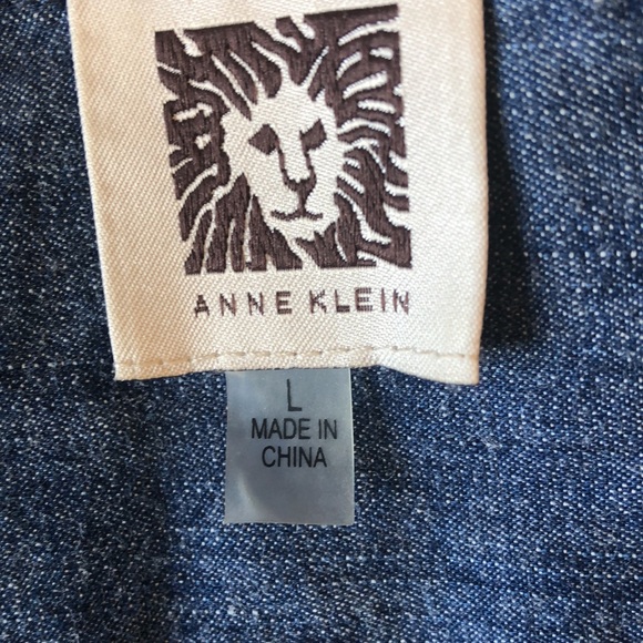 Anne Klein blue mostly cotton jacket/shirt size L - Picture 3 of 5